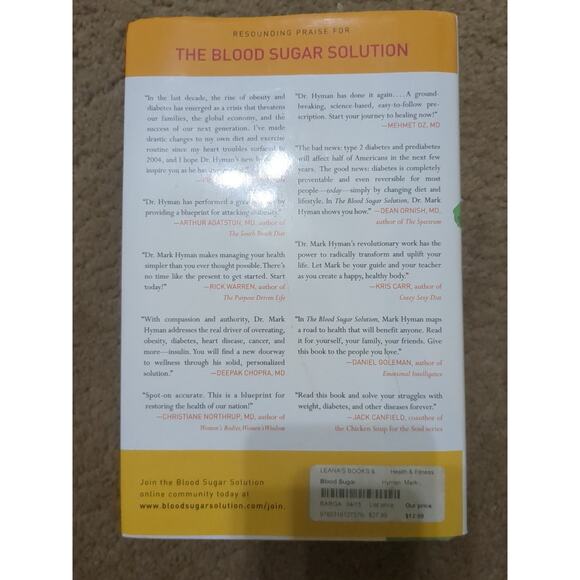 THE BLOOD SUGAR SOLUTION by Mark Hyman Hardcover book FREE SHIPPING weight loss - Picture 3 of 3
